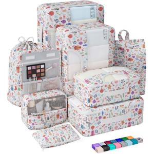 imageVeken 8 Set Packing Cubes for Suitcases Travel Bag Organizers for Carry on Luggage Suitcase Organizer Bags Set for Travel Essentials Travel Accessories in 4 SizesExtra Large Large Medium Small17Colorful Floral