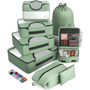 imageVeken 8 Set Packing Cubes for Suitcases Travel Bag Organizers for Carry on Luggage Suitcase Organizer Bags Set for Travel Essentials Travel Accessories in 4 SizesExtra Large Large Medium Small12Green Matcha