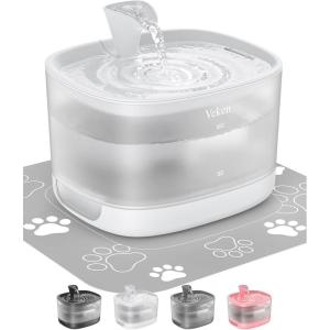 imageVeken Cat Water Fountain with Detachable Tank Easy to Clean ampamp Assemble 84oz25L Automatic Pet Drinking Dispenser with Quiet Operation Appealing to Cats Small Pets and Dog BlackCrisp White