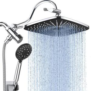 imageVeken Rain Shower Head 118 Inch Large Rectangular Rainfall Showerhead Adjustable Stainless Steel 11 inch Extension Arm Detachable Waterfall Rain Fall Showerheads with AntiClog Nozzles ChromeChrome