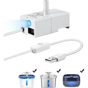 imageVeken Replacement Pump for 67oz 95oz and 135oz Pet Fountain Cat Water Fountain Dog Water Fountain Ultra Quiet Long Lifespan Water Pump USB Cable LED Lights