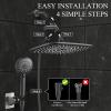 imageVeken 118 Inch High Pressure Rain Shower Head Shower Heads with 5 Modes Handheld Spray Combo Wide RainFall shower with 70quot Hose ampamp Bracket Adjustable Dual Showerhead with AntiClog Nozzles  ChromeMatte Black