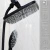 imageVeken 118 Inch High Pressure Rain Shower Head Shower Heads with 5 Modes Handheld Spray Combo Wide RainFall shower with 70quot Hose ampamp Bracket Adjustable Dual Showerhead with AntiClog Nozzles  ChromeMatte Black