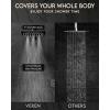 imageVeken High Pressure Rain Shower Head Combo with Extension Arm Easy to Install Wide Rainfall Showerhead with 3 Water Spray Modes  Adjustable Dual Showerhead with AntiClog NozzlesMatte Black
