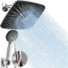 imageVeken 118 Inch High Pressure Rain Shower Head Shower Heads with 5 Modes Handheld Spray Combo Wide RainFall shower with 70quot Hose ampamp Bracket Adjustable Dual Showerhead with AntiClog Nozzles  ChromeChrome