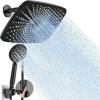 imageVeken 118 Inch High Pressure Rain Shower Head Shower Heads with 5 Modes Handheld Spray Combo Wide RainFall shower with 70quot Hose ampamp Bracket Adjustable Dual Showerhead with AntiClog Nozzles  ChromeMatte Black