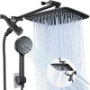 imageVeken High Pressure Rain Shower Head Combo with Extension Arm Easy to Install Wide Rainfall Showerhead with 3 Water Spray Modes  Adjustable Dual Showerhead with AntiClog NozzlesMatte Black