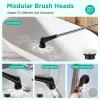 imageVeken Electric Spin Scrubber Shower Scrubber with Long Handle and 9 Replaceable Brush Heads IPX8 Waterproof Bathroom Scrubber with 2 Speeds Electric Cleaning Brush for Tub Sink Glass TileBlack
