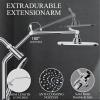 imageVeken 118 Inch Rain Shower Head ComboUpgraded 2in1 slide bar Shower Heads Wide Rainfall Showerhead with 6 Handheld Water Spray  Dual Shower with Extension Arm  Matte BlackChrome