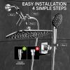 imageVeken 118 Rectangle Inch Rain Shower Head  Shower Heads with 6 Modes Handheld Spray Combo  Wide Rainfall shower with 70quot Hose  18gpm Dual Showerhead with AntiClog Nozzles  Matte BlackChrome