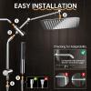 imageVeken 10quot Luxurious All Metal Rain Shower Head with Handheld Spray Combo High Pressure Rainfall Square Shower Heads with Extention Arm Wide Dual Showerhead Bathroom Accessories Chrome Silver