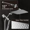 imageVeken 10quot Luxurious All Metal Rain Shower Head with Handheld Spray Combo High Pressure Rainfall Square Shower Heads with Extention Arm Wide Dual Showerhead Bathroom Accessories Chrome Silver