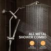 imageVeken 10quot Luxurious Brushed Nickel All Metal Rain Shower Head with Handheld Spray Combo High Pressure Rainfall Square Shower Heads with Extention Arm Wide Dual Showerhead Bathroom Accessories