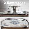 imageVeken Innovation Award Winner Stainless Steel Cat Water Fountain 95oz28L Automatic Pet Fountain Dog Water Dispenser with Replacement Filters ampamp Silicone Mat for Cats Dogs Space BlackSilver6 Filters6 Sponges