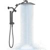 imageVeken 10quot Luxurious All Metal Rain Shower Head with Handheld Spray Combo High Pressure Rainfall Square Shower Heads with Extension Arm Wide Dual Showerhead Bathroom Accessories Matte Black