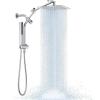 imageVeken 10quot Luxurious All Metal Rain Shower Head with Handheld Spray Combo High Pressure Rainfall Square Shower Heads with Extention Arm Wide Dual Showerhead Bathroom Accessories Chrome Silver