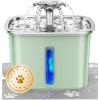 imageVeken Innovation Award Winner Stainless Steel Cat Water Fountain 95oz28L Automatic Pet Fountain Dog Water Dispenser with Replacement Filters ampamp Silicone Mat for Cats Dogs Space BlackTea Green2 Filters2 Sponges