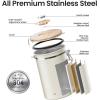 imageVeken Coffee Canister 39OZ Large Airtight Stainless Steel Food Storage Container for 22lbs Coffee Beans Ground Sugar Tea Flour Rice Cereal Cookies Jars Bar Accessories ampamp Gifts Cream2Cream