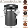 imageVeken Coffee Canister 39OZ Large Airtight Stainless Steel Food Storage Container for 22lbs Coffee Beans Ground Sugar Tea Flour Rice Cereal Cookies Jars Bar Accessories ampamp Gifts Cream1Gray