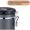 imageVeken Coffee Canister 39OZ Large Airtight Stainless Steel Food Storage Container for 22lbs Coffee Beans Ground Sugar Tea Flour Rice Cereal Cookies Jars Bar Accessories ampamp Gifts Cream1Gray