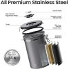 imageVeken Coffee Canister 39OZ Large Airtight Stainless Steel Food Storage Container for 22lbs Coffee Beans Ground Sugar Tea Flour Rice Cereal Cookies Jars Bar Accessories ampamp Gifts Cream1Gray