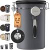 imageVeken Coffee Canister 39OZ Large Airtight Stainless Steel Food Storage Container for 22lbs Coffee Beans Ground Sugar Tea Flour Rice Cereal Cookies Jars Bar Accessories ampamp Gifts Cream1Gray