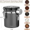 imageVeken Coffee Canister 39OZ Large Airtight Stainless Steel Food Storage Container for 22lbs Coffee Beans Ground Sugar Tea Flour Rice Cereal Cookies Jars Bar Accessories ampamp Gifts Cream1Gray
