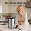 imageVeken Coffee Canister 39OZ Large Airtight Stainless Steel Food Storage Container for 22lbs Coffee Beans Ground Sugar Tea Flour Rice Cereal Cookies Jars Bar Accessories ampamp Gifts Cream4Silver