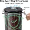imageVeken Coffee Canister 39OZ Large Airtight Stainless Steel Food Storage Container for 22lbs Coffee Beans Ground Sugar Tea Flour Rice Cereal Cookies Jars Bar Accessories ampamp Gifts Cream3Black