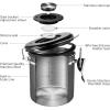 imageVeken Coffee Canister 39OZ Large Airtight Stainless Steel Food Storage Container for 22lbs Coffee Beans Ground Sugar Tea Flour Rice Cereal Cookies Jars Bar Accessories ampamp Gifts Cream1Gray