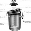 imageVeken Coffee Canister 39OZ Large Airtight Stainless Steel Food Storage Container for 22lbs Coffee Beans Ground Sugar Tea Flour Rice Cereal Cookies Jars Bar Accessories ampamp Gifts Cream1Gray