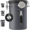 imageVeken Coffee Canister 39OZ Large Airtight Stainless Steel Food Storage Container for 22lbs Coffee Beans Ground Sugar Tea Flour Rice Cereal Cookies Jars Bar Accessories ampamp Gifts Cream1Gray