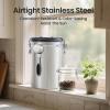 imageVeken Coffee Canister 39OZ Large Airtight Stainless Steel Food Storage Container for 22lbs Coffee Beans Ground Sugar Tea Flour Rice Cereal Cookies Jars Bar Accessories ampamp Gifts Cream4Silver