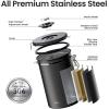 imageVeken Coffee Canister 39OZ Large Airtight Stainless Steel Food Storage Container for 22lbs Coffee Beans Ground Sugar Tea Flour Rice Cereal Cookies Jars Bar Accessories ampamp Gifts Cream3Black