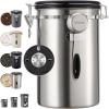 imageVeken Coffee Canister 39OZ Large Airtight Stainless Steel Food Storage Container for 22lbs Coffee Beans Ground Sugar Tea Flour Rice Cereal Cookies Jars Bar Accessories ampamp Gifts Cream4Silver