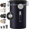 imageVeken Coffee Canister 39OZ Large Airtight Stainless Steel Food Storage Container for 22lbs Coffee Beans Ground Sugar Tea Flour Rice Cereal Cookies Jars Bar Accessories ampamp Gifts Cream3Black