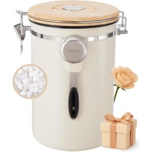 imageVeken Coffee Canister 39OZ Large Airtight Stainless Steel Food Storage Container for 22lbs Coffee Beans Ground Sugar Tea Flour Rice Cereal Cookies Jars Bar Accessories ampamp Gifts Cream2Cream