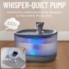 imageVeken Cat Water Fountain with Detachable Tank Easy to Clean ampamp Assemble 84oz25L Automatic Pet Drinking Dispenser with Quiet Operation ampamp LED Light for Cats Dogs and Small Pets BlackGrey