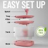 imageVeken Cat Water Fountain with Detachable Tank Easy to Clean ampamp Assemble 84oz25L Automatic Pet Drinking Dispenser with Quiet Operation ampamp LED Light for Cats Dogs and Small Pets BlackRed