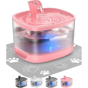 imageVeken Cat Water Fountain with Detachable Tank Easy to Clean ampamp Assemble 84oz25L Automatic Pet Drinking Dispenser with Quiet Operation ampamp LED Light for Cats Dogs and Small Pets BlackRed