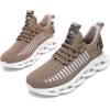 imageGSLMOLN Womens Walking Shoes Mesh Non Slip Gym Sports Casual Fashion SneakersKhakia