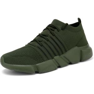 imageGSLMOLN Mens Womens Fashion Sneakers Unisex Slip on UltraSock Knit Soft Sole Breathable Lightweight Casual Walking ShoesArmyGreen
