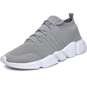 imageGSLMOLN Mens Womens Fashion Sneakers Unisex Slip on UltraSock Knit Soft Sole Breathable Lightweight Casual Walking ShoesGrey