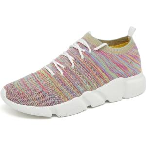 imageGSLMOLN Mens Womens Fashion Sneakers Unisex Slip on UltraSock Knit Soft Sole Breathable Lightweight Casual Walking ShoesMulticolour