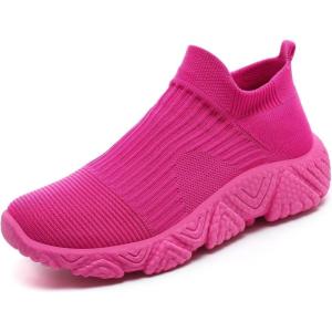 imageGSLMOLN Mens Womens Fashion Sneakers Unisex Slip on UltraSock Knit Soft Sole Breathable Lightweight Casual Walking ShoesRose