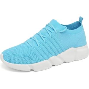 imageGSLMOLN Mens Womens Fashion Sneakers Unisex Slip on UltraSock Knit Soft Sole Breathable Lightweight Casual Walking ShoesSkyBlue