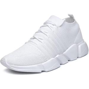 imageGSLMOLN Mens Womens Fashion Sneakers Unisex Slip on UltraSock Knit Soft Sole Breathable Lightweight Casual Walking ShoesWhite