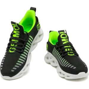 imageGSLMOLN Womens Walking Shoes Mesh Non Slip Gym Sports Casual Fashion SneakersBlackGreen