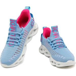 imageGSLMOLN Womens Walking Shoes Mesh Non Slip Gym Sports Casual Fashion SneakersBlueRose