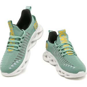 imageGSLMOLN Womens Walking Shoes Mesh Non Slip Gym Sports Casual Fashion SneakersGreenBlack